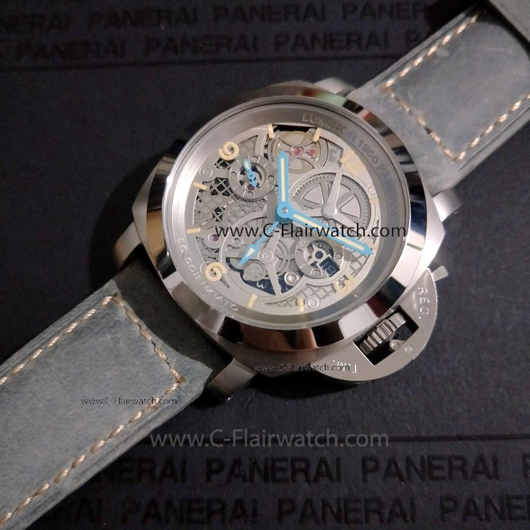 Copy Panerai PAM 578 Luminor GMT Ss Skeleton Dial Watch